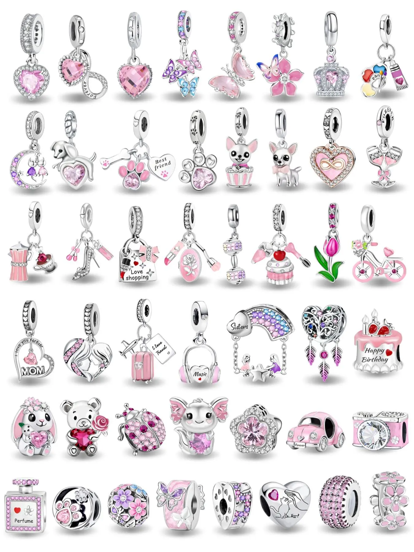 Cute Cartoon Bear & Rabbit & Heart Design Custom Charms, Fashionable Jewelry Making Accessories for Women & Girls, DIY Jewelry Making Kit for Bracelet & Necklace, Beads Charms, DIY With Charms, Beading Making