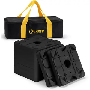 RV Leveling Blocks/Stackable Jack Blocks, Interlocking Leveling Pads Wheels Stabilizer Blocks with Bag for Trailer RVs, 10 Pack, Black