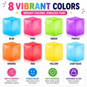 Random Color Squishy Cube (1/3/5 Pack) – Soft Fidget Toy for Stress Relief, Anxiety & Focus | Sensory Desk Toy, Party Favor, Gift Idea