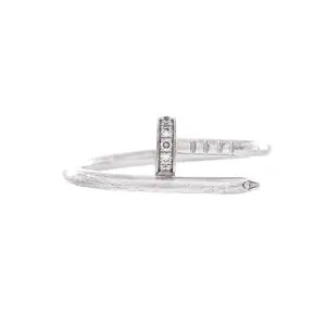 Pre-owned Cartier Juste un Clou Ring 18K White Gold and Diamonds Small by Rebag