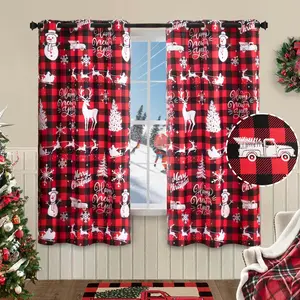 Red Buffalo Plaid Curtains 63 Inch Length Window Treatments Elegant Gingham Check Christmas Dining Room Curtain Panels Set of 2