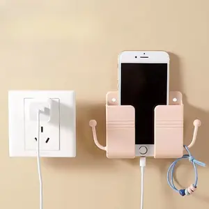 1/2pcs Wall Mounted Socket Organizer Rack, Phone Charging Station Holder, Remote Control Box, Mobile Plug Storage, Space-Saving Design