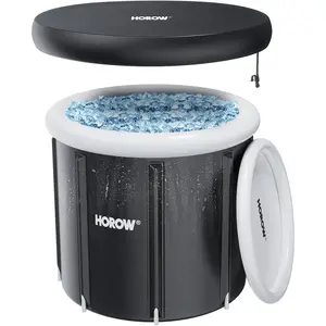 Ice Bath Cold Plunge Tub with Cover, Multiple Layered Portable Ice Bath Plunge for Cold Water Therapy and Recovery, Indoor & Outdoor Use for Athletes & Adults, 100 Gallons, Black, Round