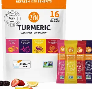 ZYN Electrolyte Drink Mix Hydration Packets, Electrolytes Powder, Hydration Packets w/Turmeric Curcumin, Vitamin C and D, Zinc, Hydrate Electrolyte Powder Packets for Wellness, Variety Pack of 16
