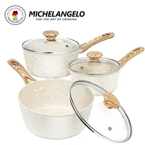 MICHELANGELO Sauce Pan with Lid, Nonstick Saucepans 1.5&2&3QT, Small Sauce Pot, Nonstick Sauce Pot Set Cookware Cookware Glass