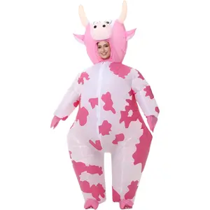Inflatable Cow Costume Blow up Costume for Cosplay Party Festival Halloween Parade Carnival Suit Jumpsuit