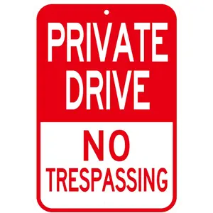Private Driveway Sign, (1 Pack) 12'' X 18''Private Drive No Trespassing Sign, Rust Free Heavy Duty Aluminum Private Road Reflective Warning Signs,Easy To Mount,Outdoor Use (Reflective-Red 1Pcs)