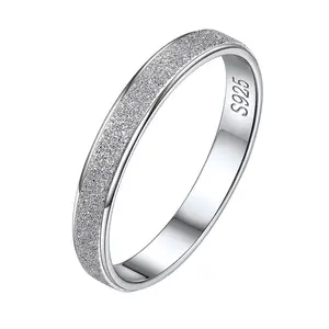 ChicSilver Stacking Simple Unisex Plain Stardust Band 925 Sterling Silver Rings for Women Men Size 4 to 12