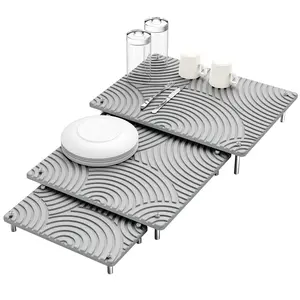 NiHome 3-Piece Diatomaceous Earth Dish Drying Mat Set, Quick-Drying Super Absorbent for Kitchen Countertops, Pet Trays, Plant Stands, Multi-Purpose Space-Saving Design, Easy to Clean & Heat-Resistant