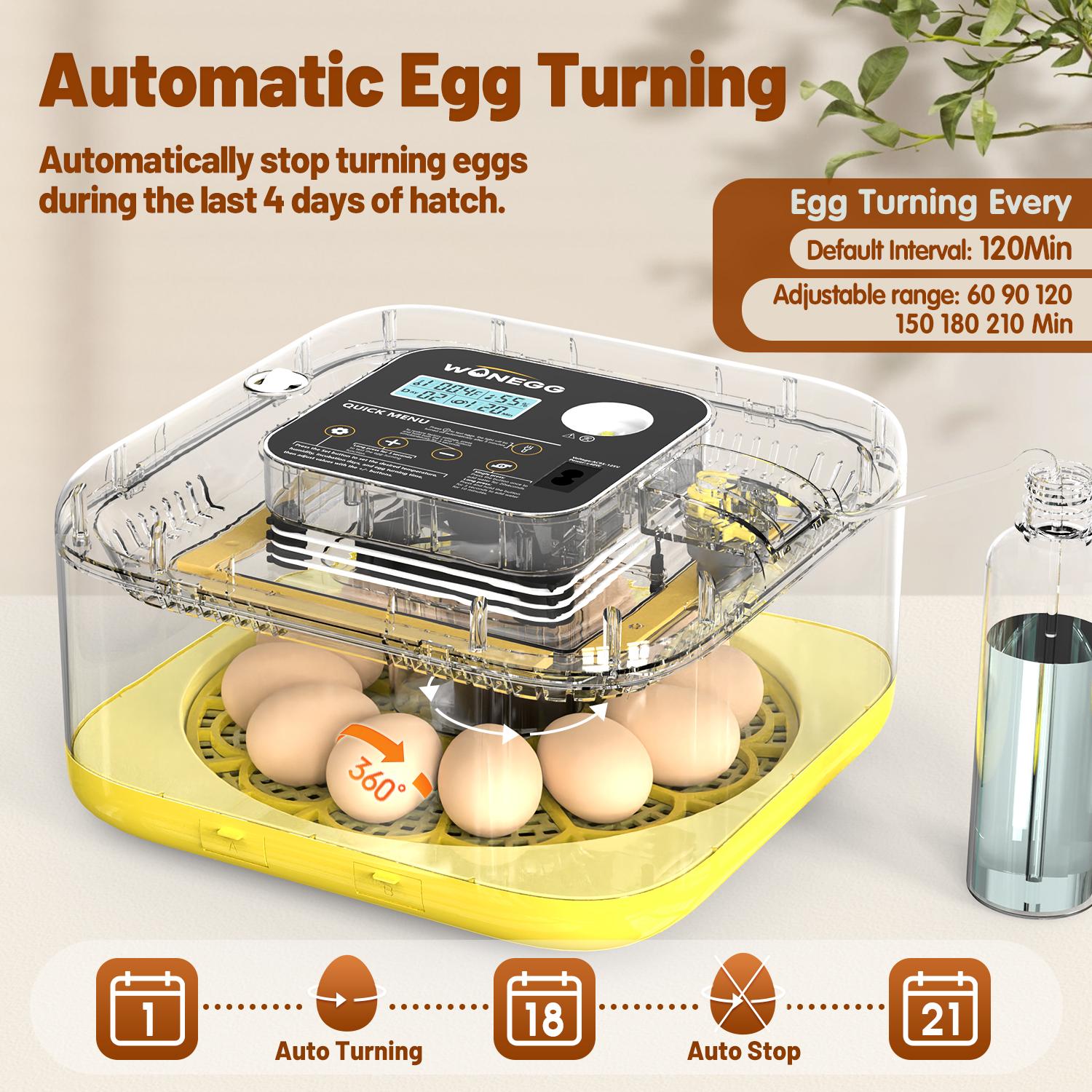 12 Egg Incubator for Hatching Eggs, Egg Incubators with Automatic Egg Turning, Temperature and Humidity Control, Egg Candler, Automatic Water Bottle Refill, Incubator for Chicken, Ducks, Goose
