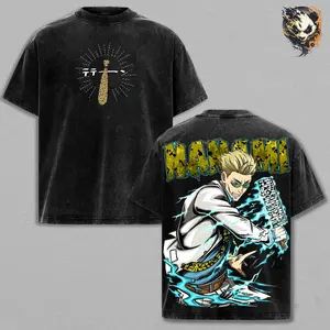 Nanami Anime Washed Tee – Jujutsu Kaisen Vintage Manga Graphic T-Shirt, Minimalist Anime Aesthetic Salaryman Vibe Calm Cool Streetwear, Oversized Trendy Otaku Gift, Hypebeast Anime Fashion Tee