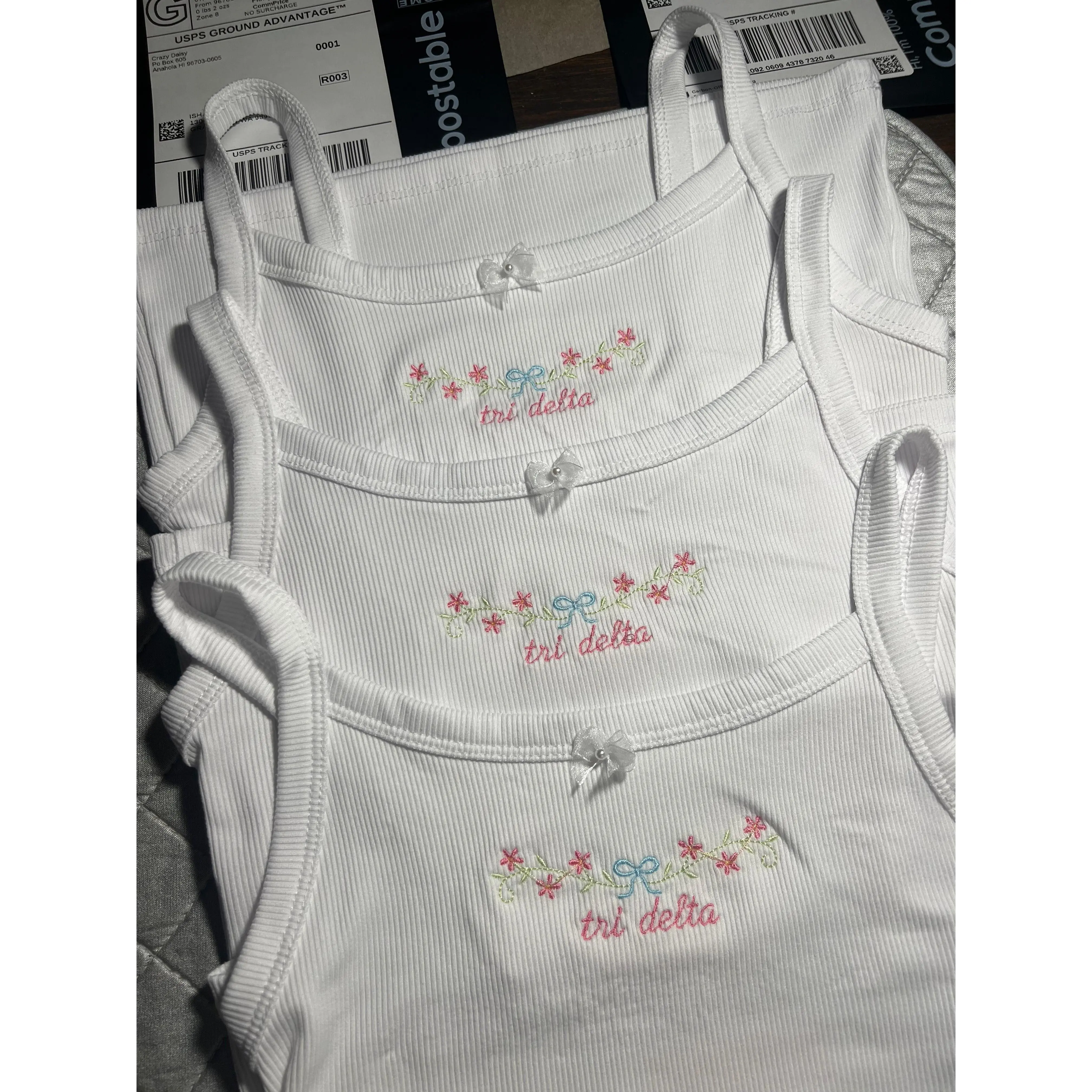 Embroidered Sorority Tank Top | Personalized Sorority Top Greek Letter Tank | College Girl Apparel |Sorority Gift Perfect for Bid Day