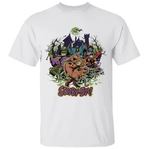 Scooby Shirt, 90s Halloween Movie T-Shirt, Retro Halloween Shirt, Scooby Halloween T-Shirt, Halloween Movie Character Tee, Unisex Classic Cotton Tee with Graphic Print in All Sizes, For Men, For Women