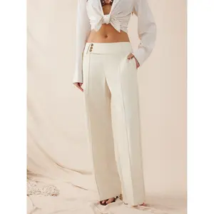 Cider Linen- blend Low Rise Pleated Wide Leg Trousers