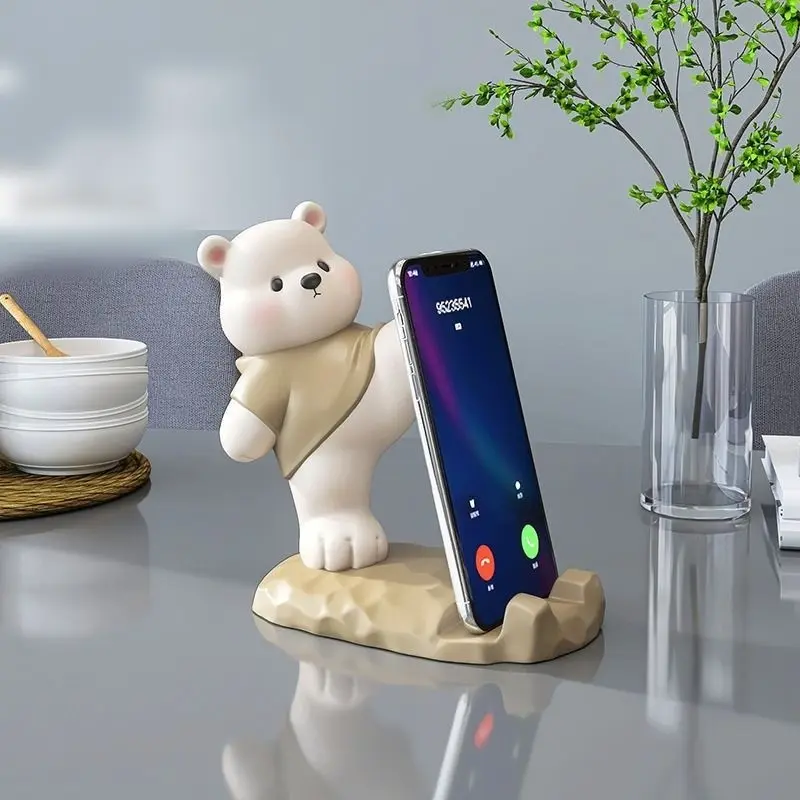 Portable Bear Shape Phone Stand Adjustable Cell Phone Holder Multifunctional Desk Accessory for Lazy People Cute Cartoon Design
