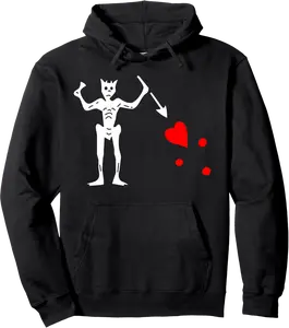Blackbeard Flag - Queen Anne's Revenge, Pirate, Historical Pullover Hoodie - Dakotamc Shop 83B0BQZLLNWQ
