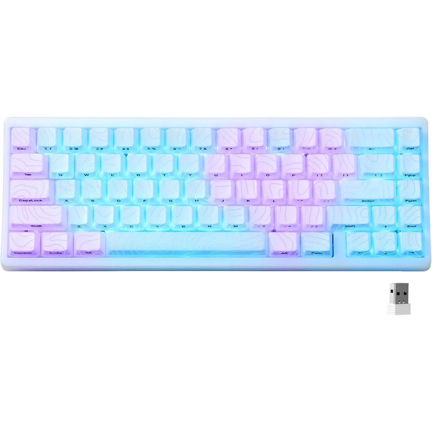 x XVX M67  60% Percent Keyboard, QMK/VIA Topographic Gaming Keyboard, Tri-Mode Thocky Creamy Mechanical Keyboard, Hot Swappable Gasket Custom Keyboard RGB IMD Keyboard for Win/(JadeStone)