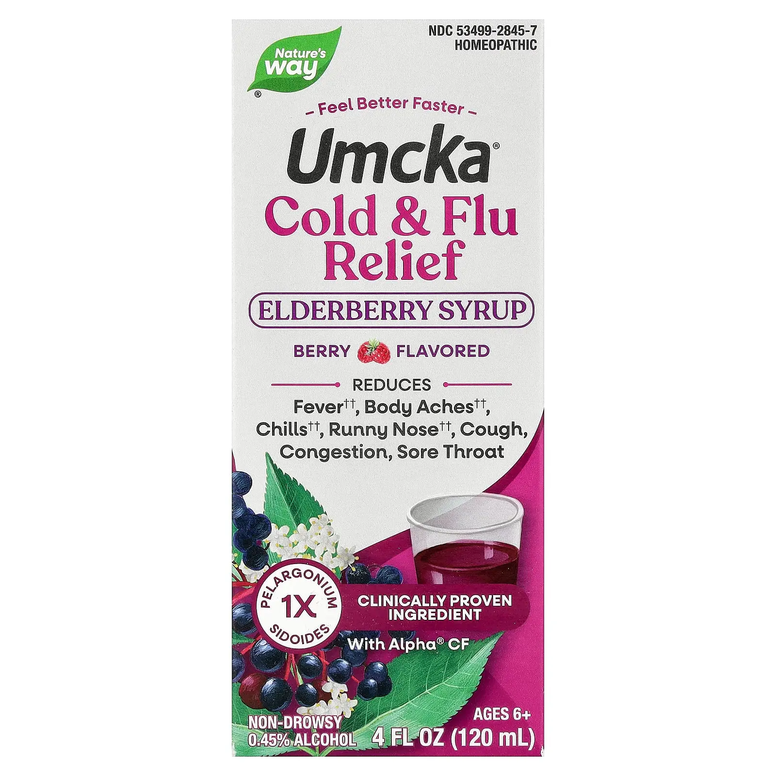 Nature's Way Umcka®, Cold & Flu Relief Elderberry Syrup, Ages 6+, Berry, 4 fl oz (120 ml) | HSA/FSA Eligible