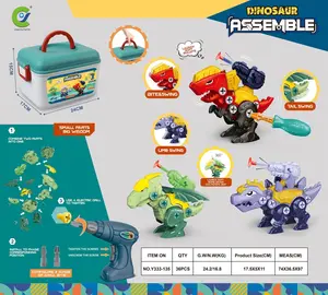 Dinosaur Toys for 3, 4, 5, 6, 7 Year Old Boys, Take Apart Toys with Electric Drill for Kids, STEM Educational Construction Building Toy, Ideal Birthday Christmas Easter Gifts, Incl Tyrannosaurus Rex figures  kits