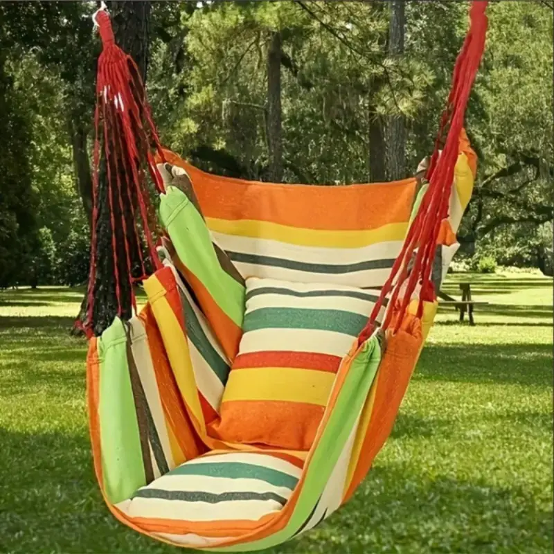 Outdoor Camping Hammock Swing, Canvas Camping Hammock, Outdoor Portable Hammock, Picnic Swinging Chair, Indoor Adult & Kids Hanging Bed, Comfortable Relaxing Furniture