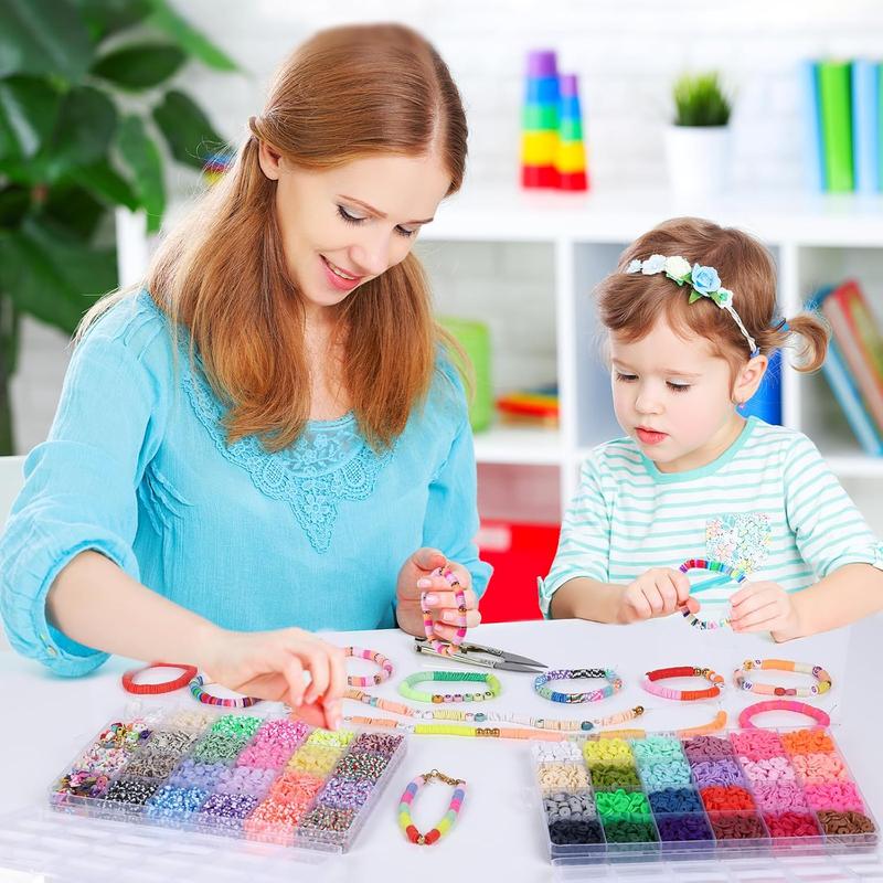 Cozy Fall Gift 9360PCS Clay Beads Bracelet Making Kit – 46 Colo-rs, Flat Polymer Heishi Beads with Complete Jewelry Making Accessories for Friendship Bracelets and Crafts