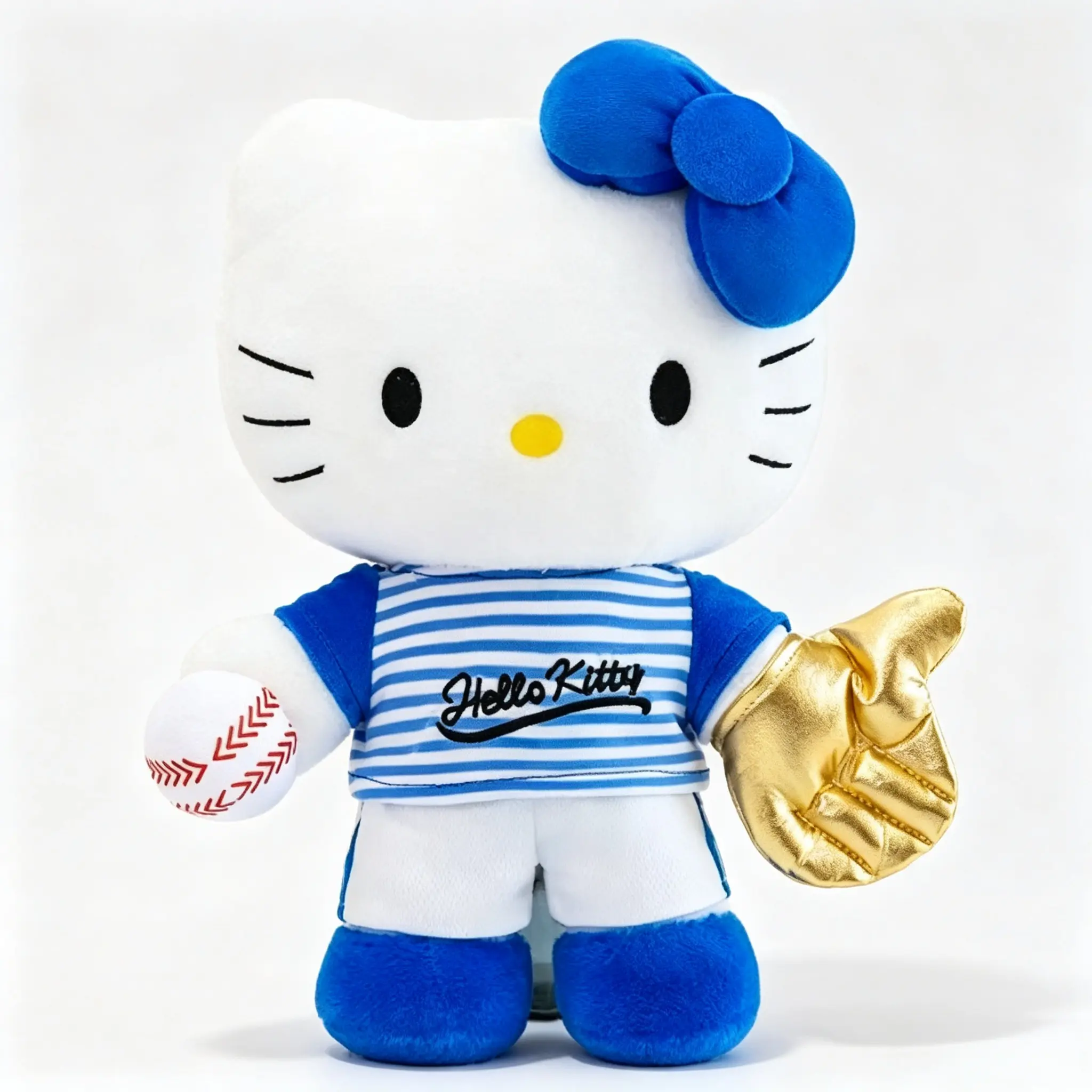 Sanrio Hello Kitty 15.7 in Baseball Themed Plush Toy - Cuddly Texture Soft Fabric Stuffed Animal with Jersey Outfit for Bedroom Shelves & Gifting, Plush Look