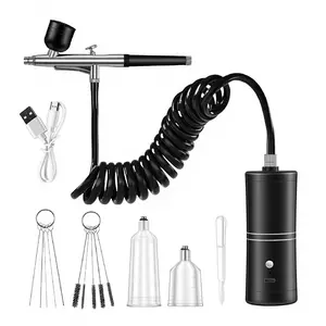 1 Set Airbrush Portable Rechargeable Wireless Air Pump Spray Gun Set, Single Action Spray Pen For Facial Beauty Nail Art Tattoo Crafts Painting, Cordless Airbrush Kit