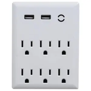 Globe Electric Surge Protector Wall Outlet Extender - 3 Outlets, 2 USB Ports Socket, USB Plug In, Power Protection, White for Sports & Outdoor Climbing Leisure Use