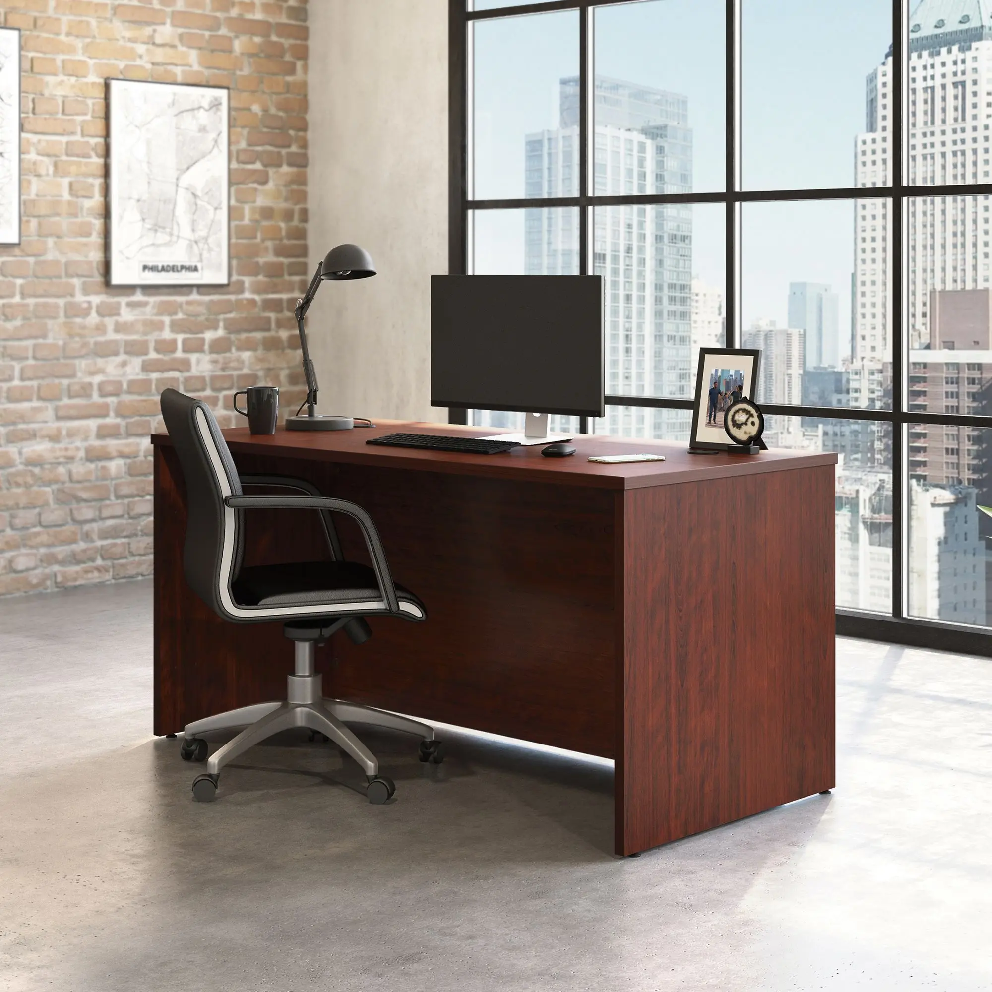 Sauder Affirm Desk 60" x 30" Modern Office Desk with Adjustable Feet & Cable Management Holes for Home & Professional Use