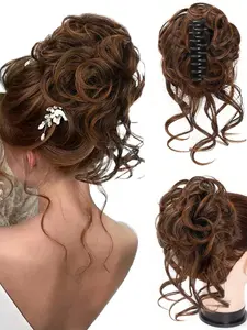Chic Messy Bun Claw Clip Hairpiece for Women Natural-Looking Fluffy Ponytail Extension with Long Beard  Versatile & Easy to Use Synthetic Clip In
