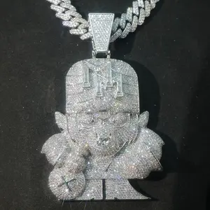 Customizable cartoon hop pendant men's necklace, chilled VVS precision diamond, high-end hip-hop luxury, worn by rappers, simple and elegant jewelry. Chilled hip-hop gift.