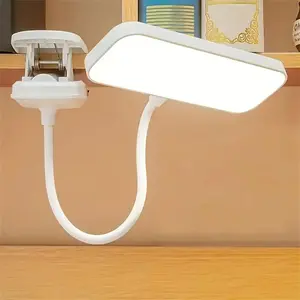 Rechargeable Dimmable LED Clip Light, Modern Clip-on Gooseneck Reading Lamp with Touch Control, Adjustable Light for Bedroom Study Room