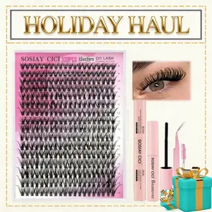 DIY Lash Extension Kit 320pcs Lash Clusters Eyelash Extension Kit with Lash Bond & Seal, Lash Remover, Lash Tweezers, 9-16MM Wispy Lash Clusters Kit D Curl Individual Lashes Kit Eyelash Clusters - 40D(320PCS)/ 80+100D(280PCS)