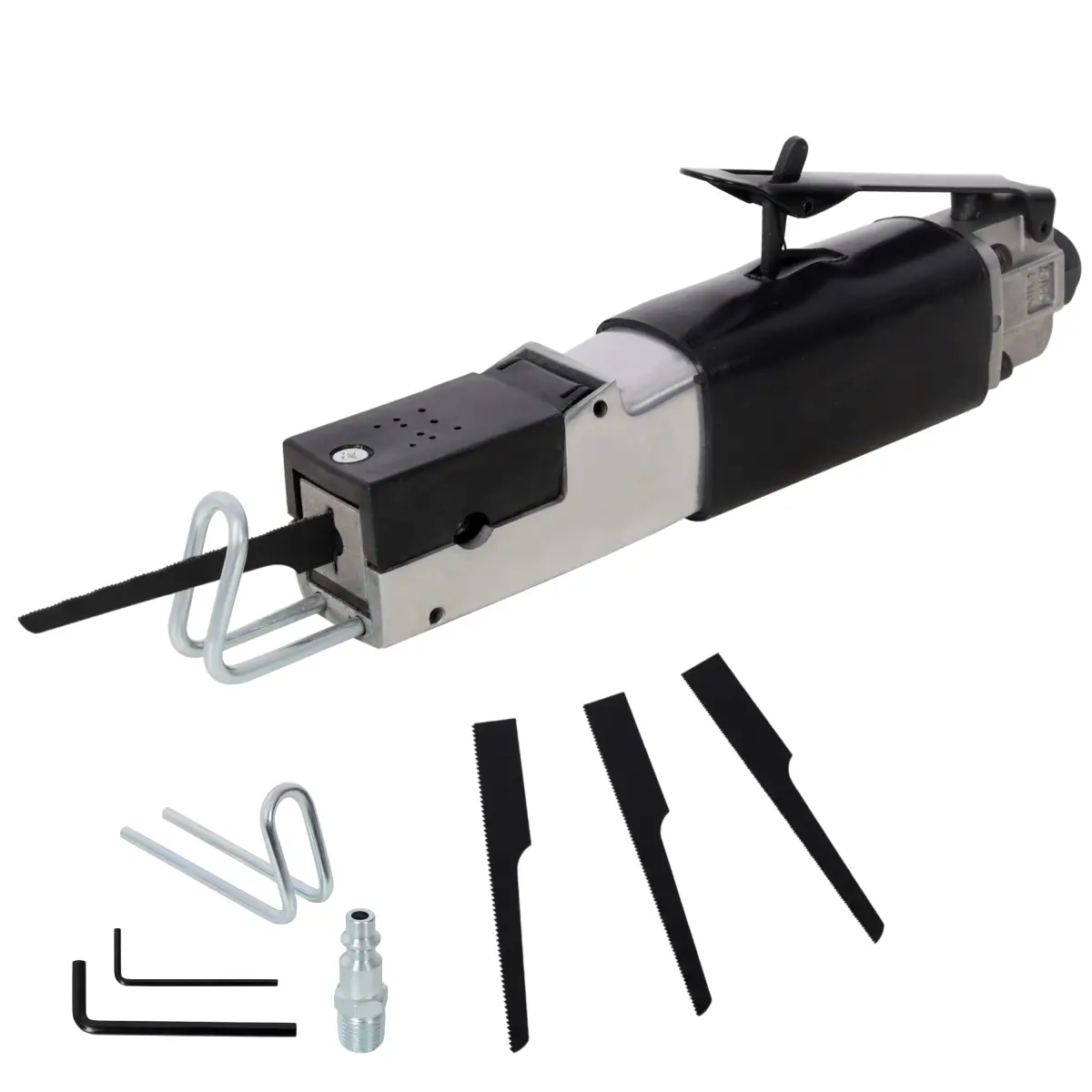 Heavy Duty Mechanical Pneumatic Air Body Saw, 10.60 in Reciprocating Metal Cutting Tool with 3 Steel Blades (18T-24T-32T) for Auto Repair Enthusiasts, HVAC