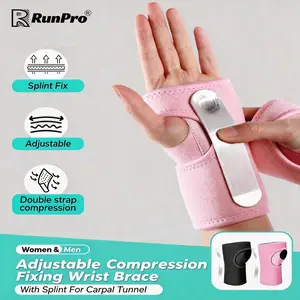 1pc- Adjustable Compression Fixing Wrist Brace With Splint For Carpal Tunnel, Detachable Curved Splint, Fits The Palm& Wrist, Black, Rosy, Men& Women, Wrist Support For Daily Life, Extra for Night- Wrist circumference: 12-23cm/4.7-9.05in, Left/ Right