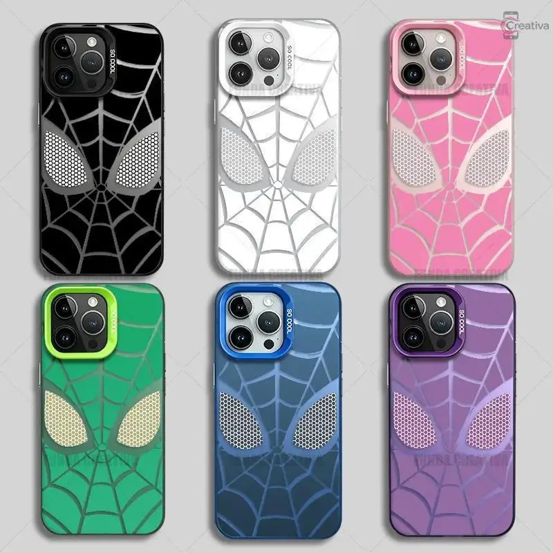 [Copy of] Creative Spider-Man Pattern Phone Case for iPhone 15 Pro, 16, 17 Pro Max, 13, 14 Plus, 12, 11, 17 Air. Shock-resistant, durable and impact-proof protective cover. Available in pink couple design. Compatible with