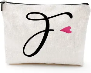 F Initial Monogram Personalized Travel Makeup Bag,Cosmetic Bag Gifts with Zipper Waterproof(Makeup bag-Letter F)