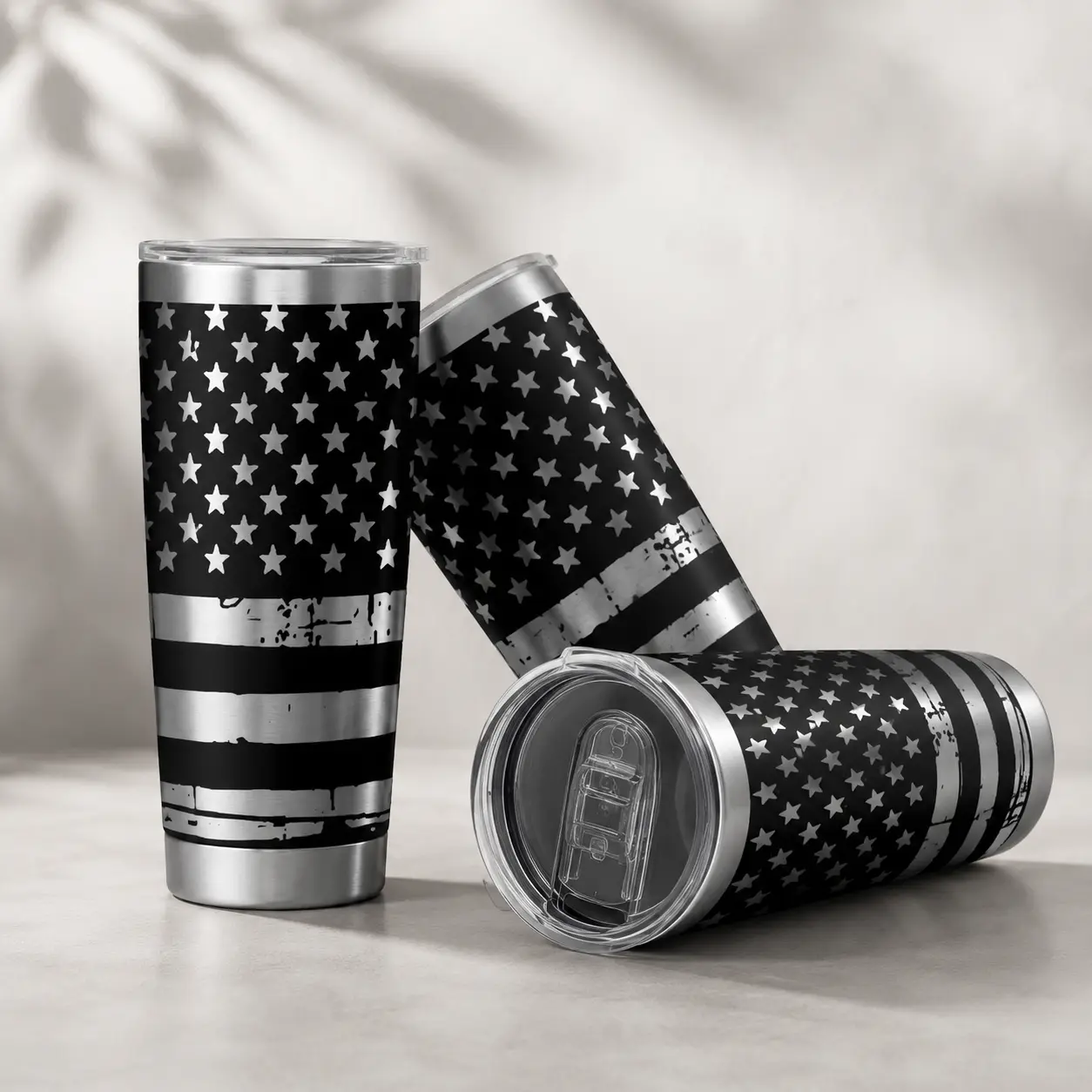 Stars & Stripes 20oz Tumbler, American Flag Insulated Stainless Steel Coffee Mug, Patriotic Gift for Men & Women