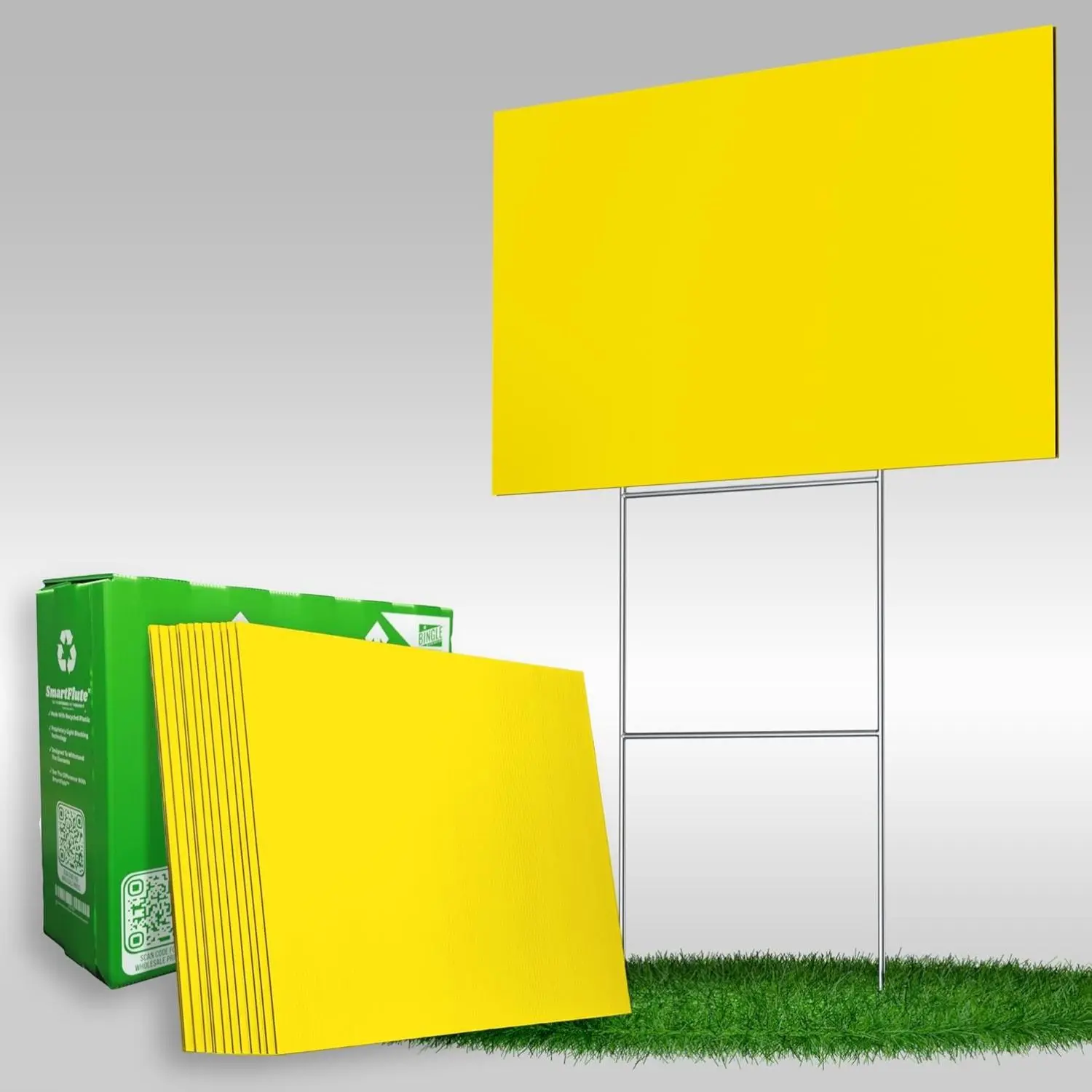 Pack of Blank Yellow Yard Signs 18x24 with H-stakes for Garage Sale, for Rent, Open House, Estate Sale, Now Hiring, or Political Lawn Signs (25)