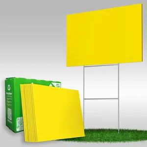 Pack of Blank Yellow Yard Signs 18x24 with H-stakes for Garage Sale, For Rent, Open House, Estate Sale, Now Hiring, or Political Lawn Signs (50)