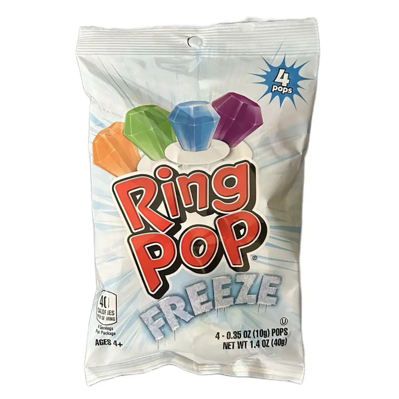 Ring Pop Freeze 4 Pieces Lollipop Candy - Individually Wrapped Pops Artificial Flavors  Snack Lollipop Mix sour Rainbow Berry Blue-Raspberry outdoorfun