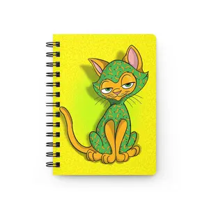 Sassy Cat Art - Colorful Sassy Banana Cat Spiral Journal, Cute Animal Notebook, Cat Lover Gift, Daily Planner, College Supplies, Unique Stationery