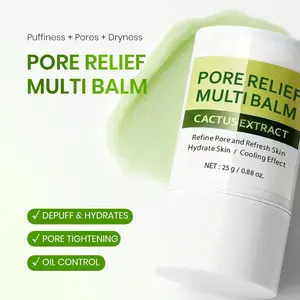 Cactus Pore Relief Multi Balm Stick- Instant Cooling & Soothing, Pore Minimizer, De-Puffing, Smooths Texture, Non-Greasy for All Skin Types, 0.88 OZ