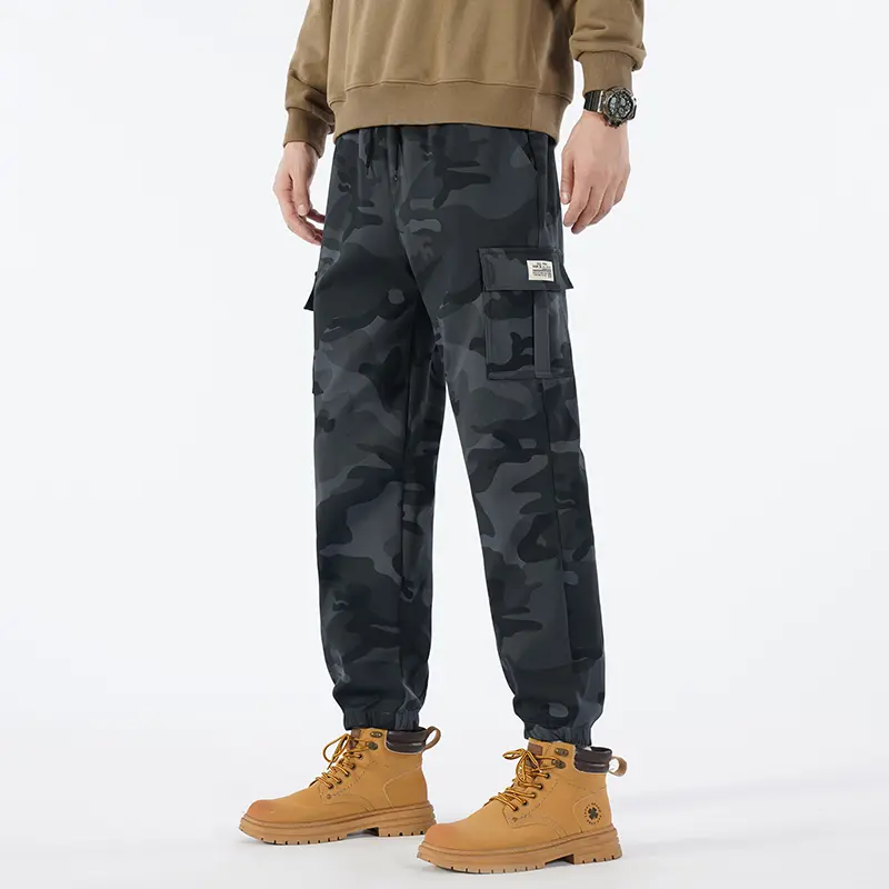 Cargo Joggers for Men, Tapered Tactical Camouflage Pants for Outdoor Hiking with Multiple Pockets and Drawstring Waist, S, Elastic Waist Pants, Tapered Leg, Tactical Print, Multi-Pocket, Machine Washable, Male, Normal Type