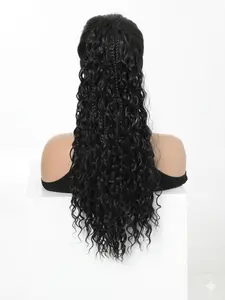 Boho Braided Ponytail Extension Drawstring Water Wave Synthetic Hair Piece for Instant Volume, Easy Wear, Natural Look and Stylish Hair Accessory Drawstring Ponytail Extensions