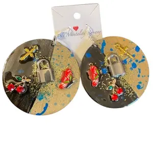 Custom Circle Resin Collage Earrings