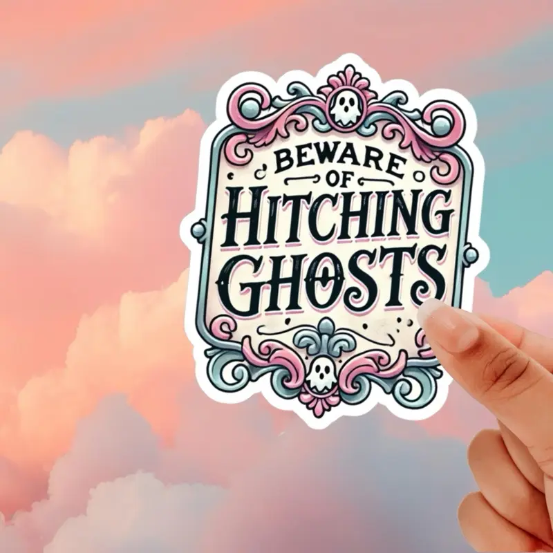 Hitch Hiking Ghosts Kiss Cut Stickers, Spooky Halloween Decals, Pastel Ghost Sticker Pack, Cute Car Bumper Stickers, Laptop Decals,
