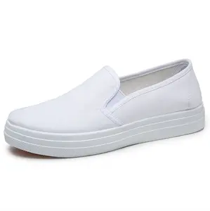 Smooth white slip canvas shoes with cushioned sole, ultra soft for home rest and quick grocery outdoor trips