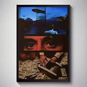 1pc Frameless Painting Scarface Canvas Print Poster Classic Gangster Movie Artwork Wall Decoration Unique Creative Wall Art Decoration Living Room Bedroom Office Restaurant Waterproof Print Artwork Perfect Gift and Decoration