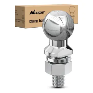 Nilight Hot-Forged Steel Chrome Trailer Hitch Ball - 2-in Diameter, 7500 lbs Towing Rating, 1x2-1/8-in Shank, Hex Nut & Lock Washer Included, Easy Installation, Corrosion-Resistant, Universal Fit for Trucks